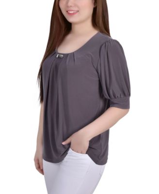 Petite Short Sleeve Balloon Sleeve Top
