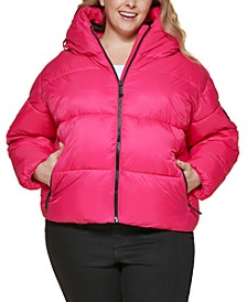 Trendy Plus Size Hooded Puffer Jacket