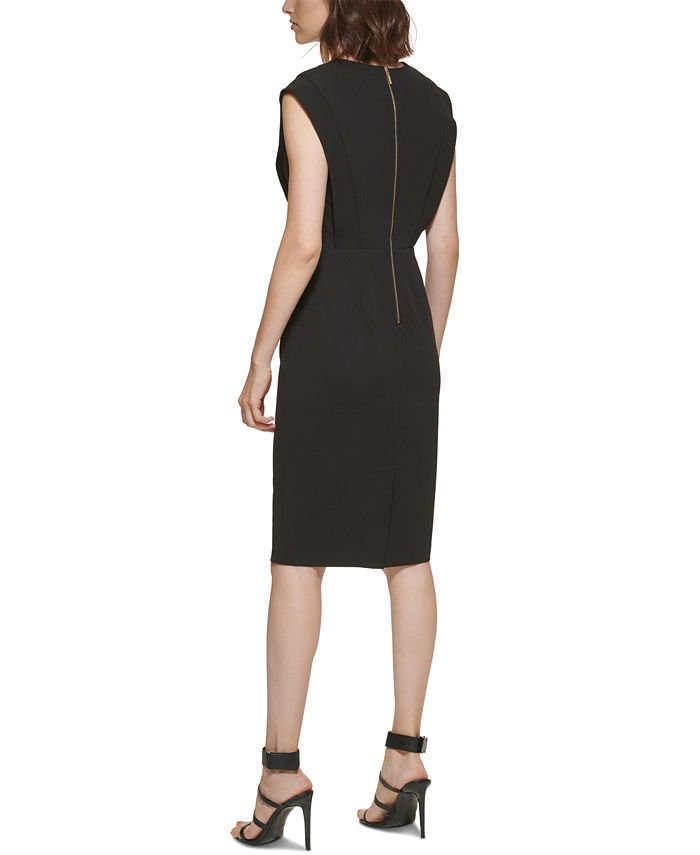 Calvin Klein Women's V Neck Sheath Dress Blue Size 8Petite