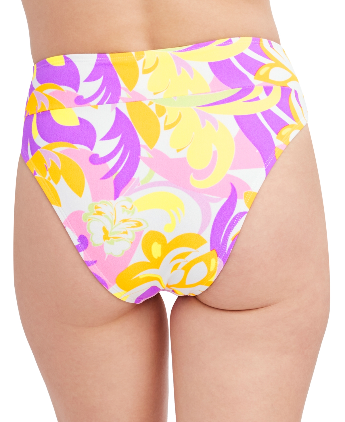 BCBGeneration Give It A Swirl Printed High-Waist Bikini Bottoms