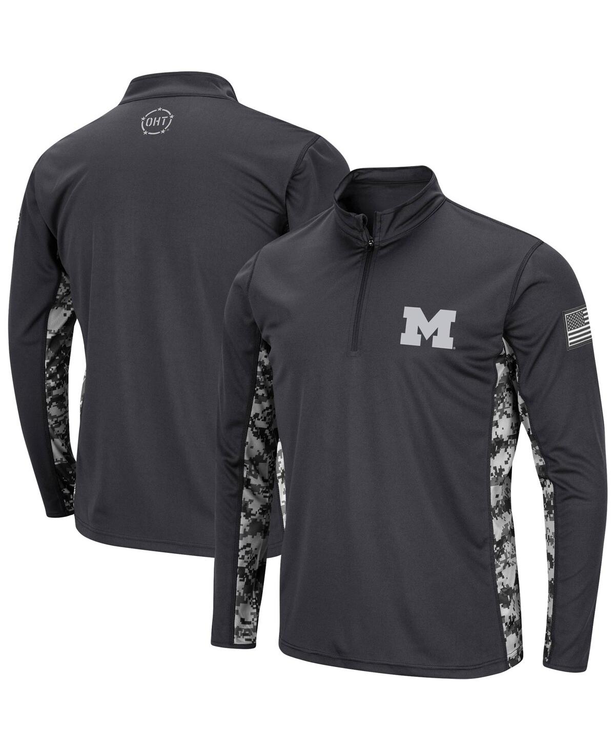 Colosseum Men's Charcoal Michigan Wolverines Oht Military-inspired Appreciation Digi Camo Quarter-zip Jacket