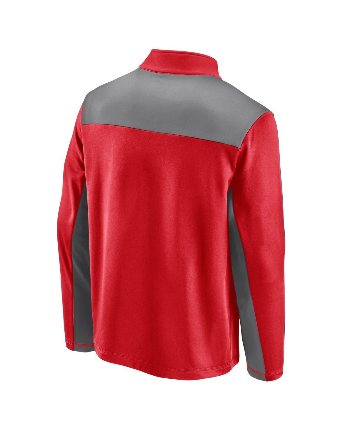 Shop Fanatics Men's Red, Gray La Clippers Primary Logo Fleece Quarter-zip Jacket In Red,gray