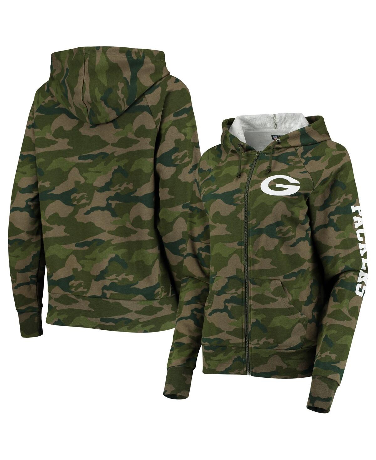 Women's Camo Green Bay Packers Raglan Full-Zip Hoodie - Camo