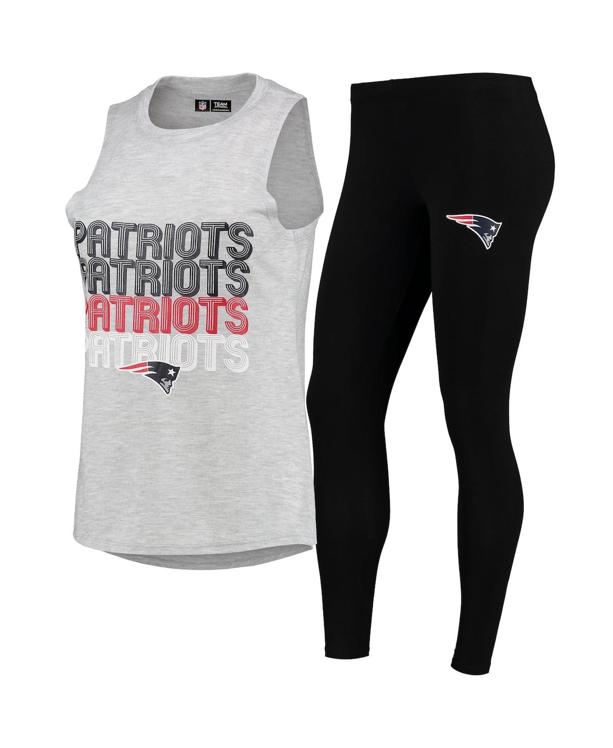 Shop Concepts Sport Women's Heathered Gray, Black New England Patriots Profound Tank Top And Leggings Sleep Set In Heathered Gray,black