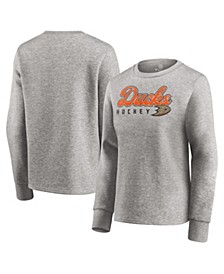 Women's Heathered Gray Anaheim Ducks Fan Favorite Script Pullover Sweatshirt