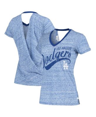 Women's Royal Los Angeles Dodgers Hail Mary V-Neck Back Wrap T-shirt