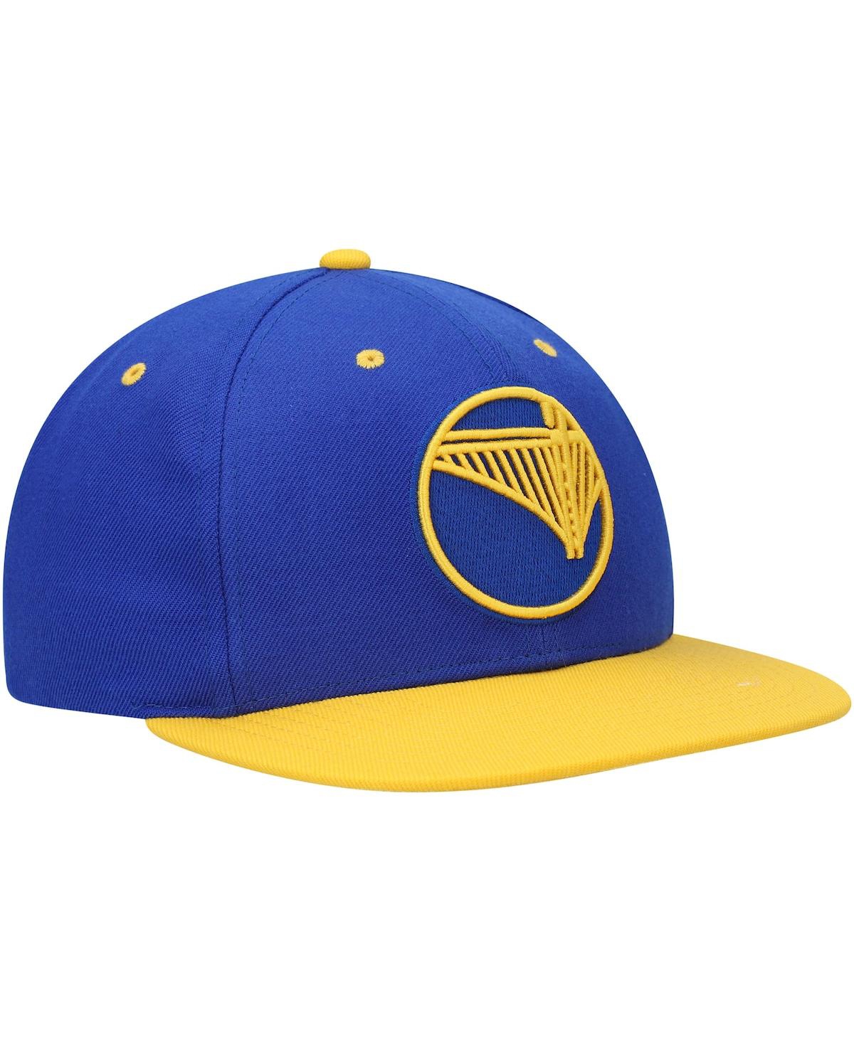 Shop Mitchell & Ness Men's Royal And Gold Golden State Warriors Upside Down Snapback Hat In Royal,gold