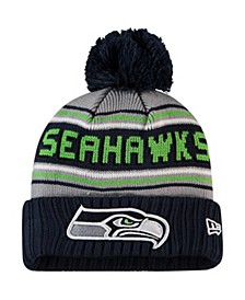Youth Boys Gray and College Navy Seattle Seahawks Declare Cuffed Knit Hat with Pom