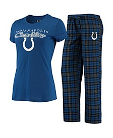 Women's Royal, Black Indianapolis Colts Logo T-shirt and Pants Set