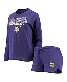 Women's Purple Minnesota Vikings Meter Knit Long Sleeve Raglan Top and Shorts Sleep Set