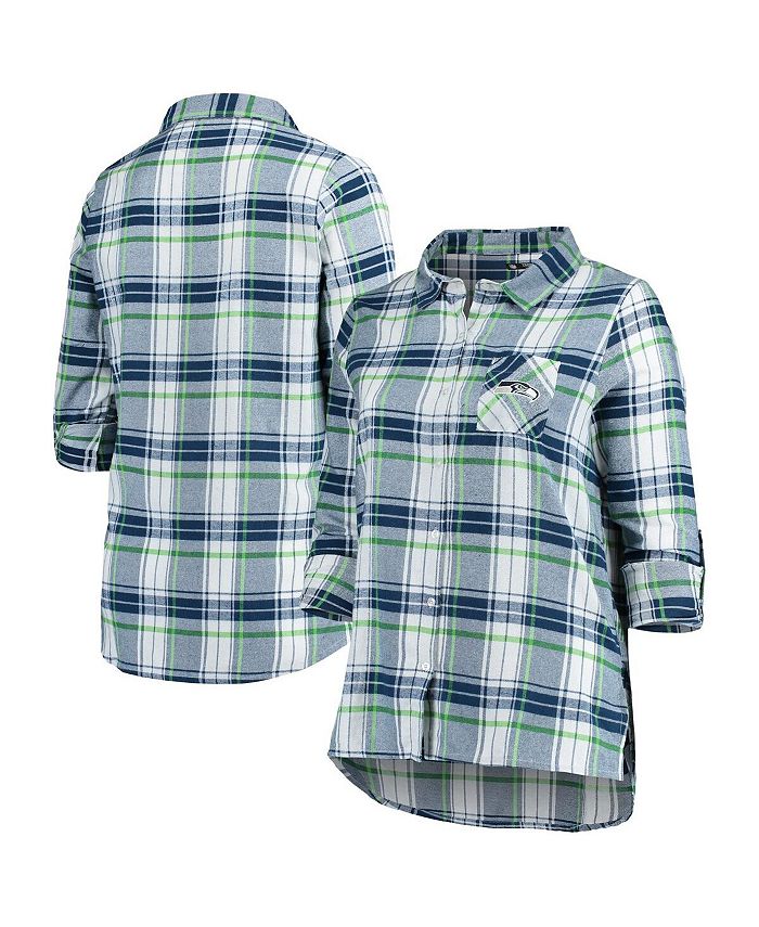 Concepts Sport Women's College Navy, Neon Green Seattle Seahawks Plus Size  Accolade Long Sleeve Button-Up Nightshirt - Macy's