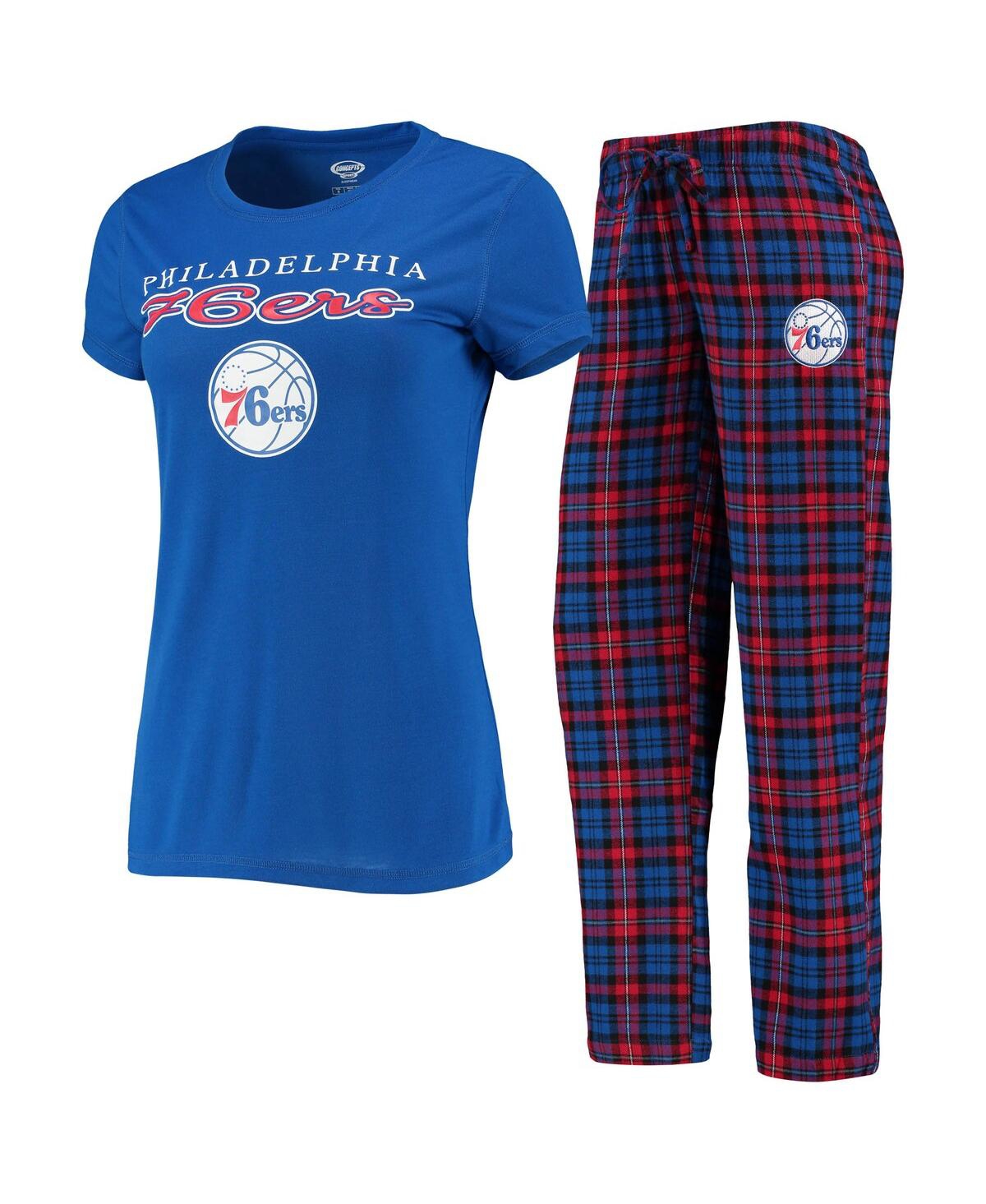 Concepts Sport Women's Royal, Red Philadelphia 76ers Lodge T-shirt And Pants Sleep Set In Royal,red