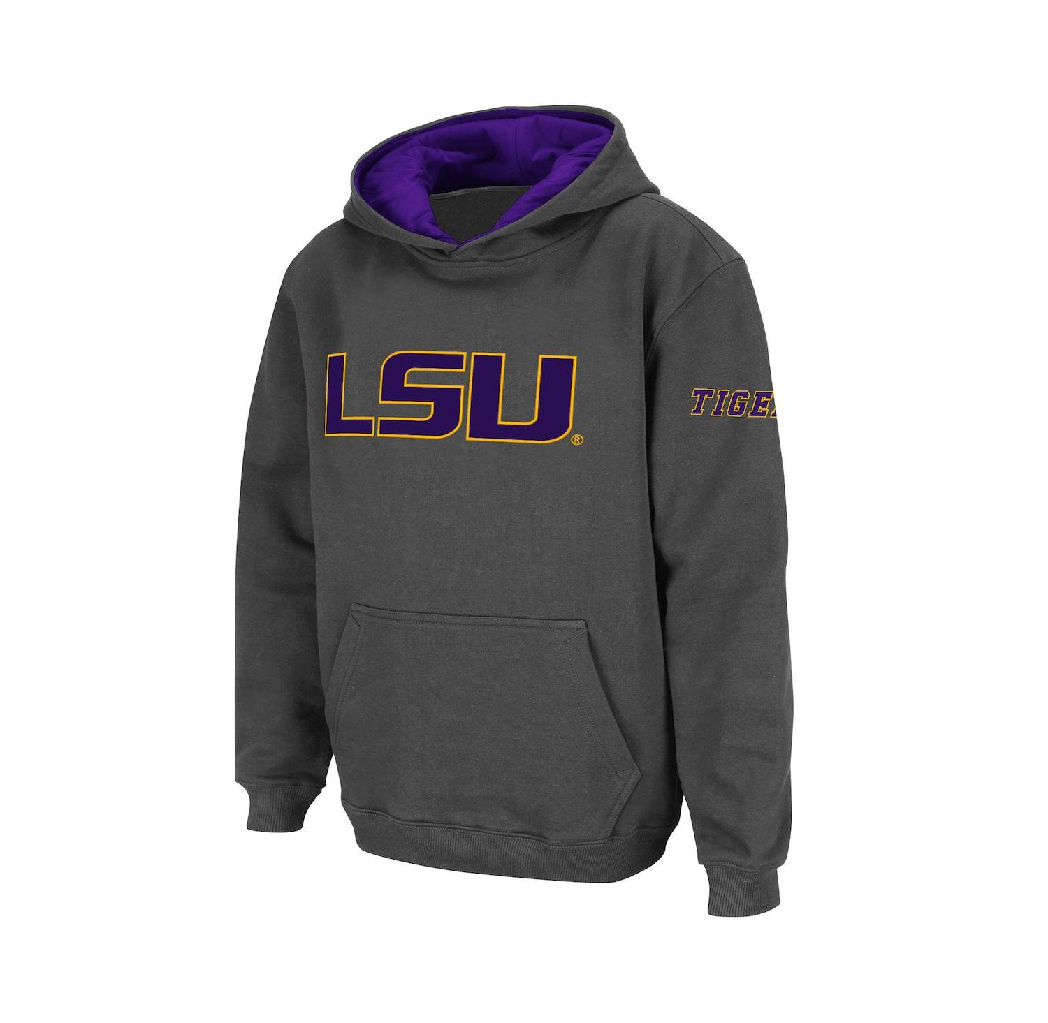 Big Boys Charcoal LSU Tigers Big Logo Pullover Hoodie