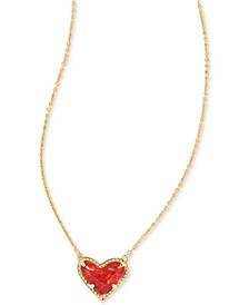 Stone Heart Pendant Necklace, 15" + 2" extender