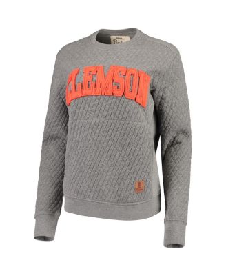 Women's Heathered Gray Clemson Tigers Moose Applique Quilted Crewneck Sweatshirt