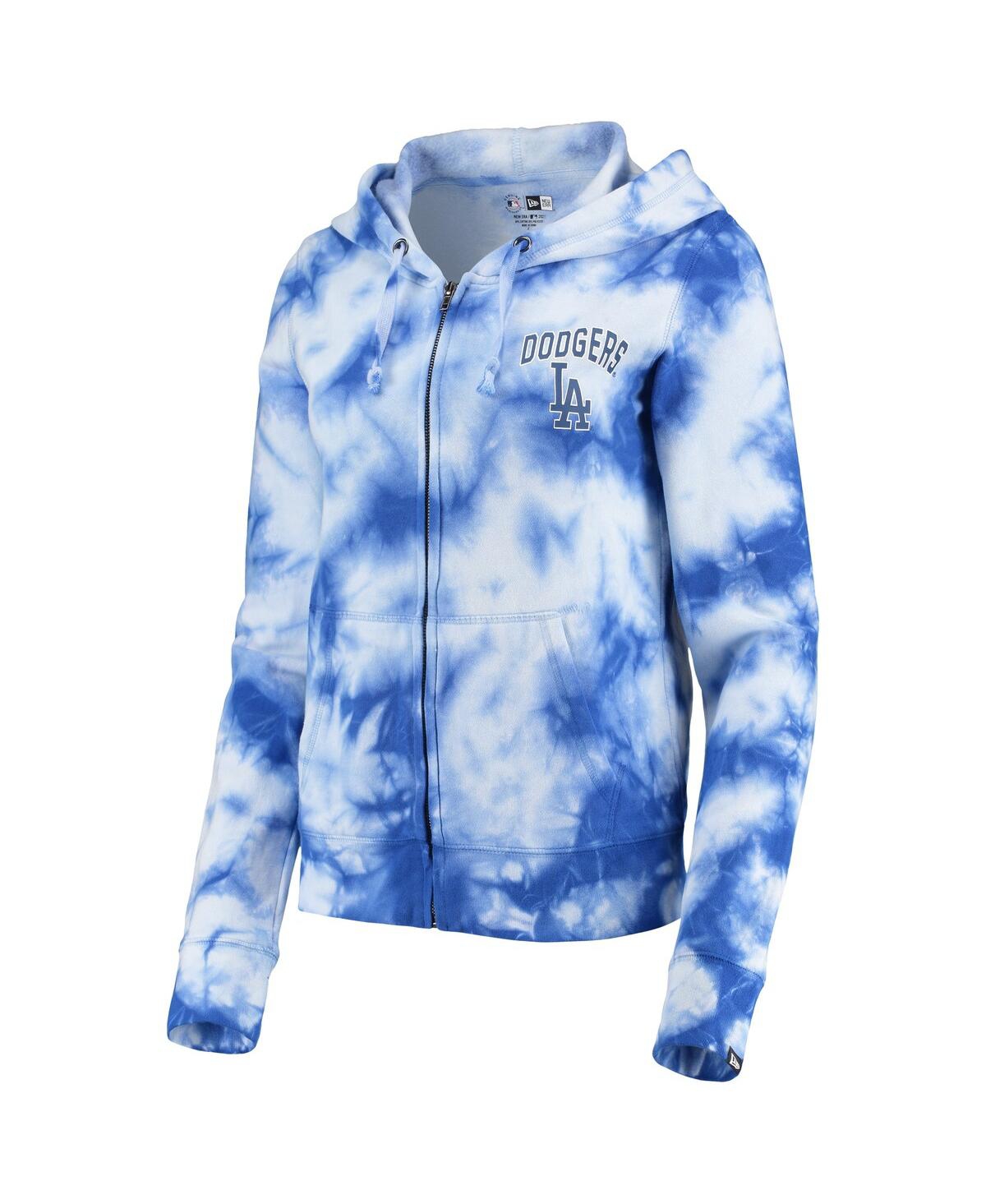 Women'sLos Angeles Dodgers Tie-Dye Fleece Full-Zip Hoodie - Royal