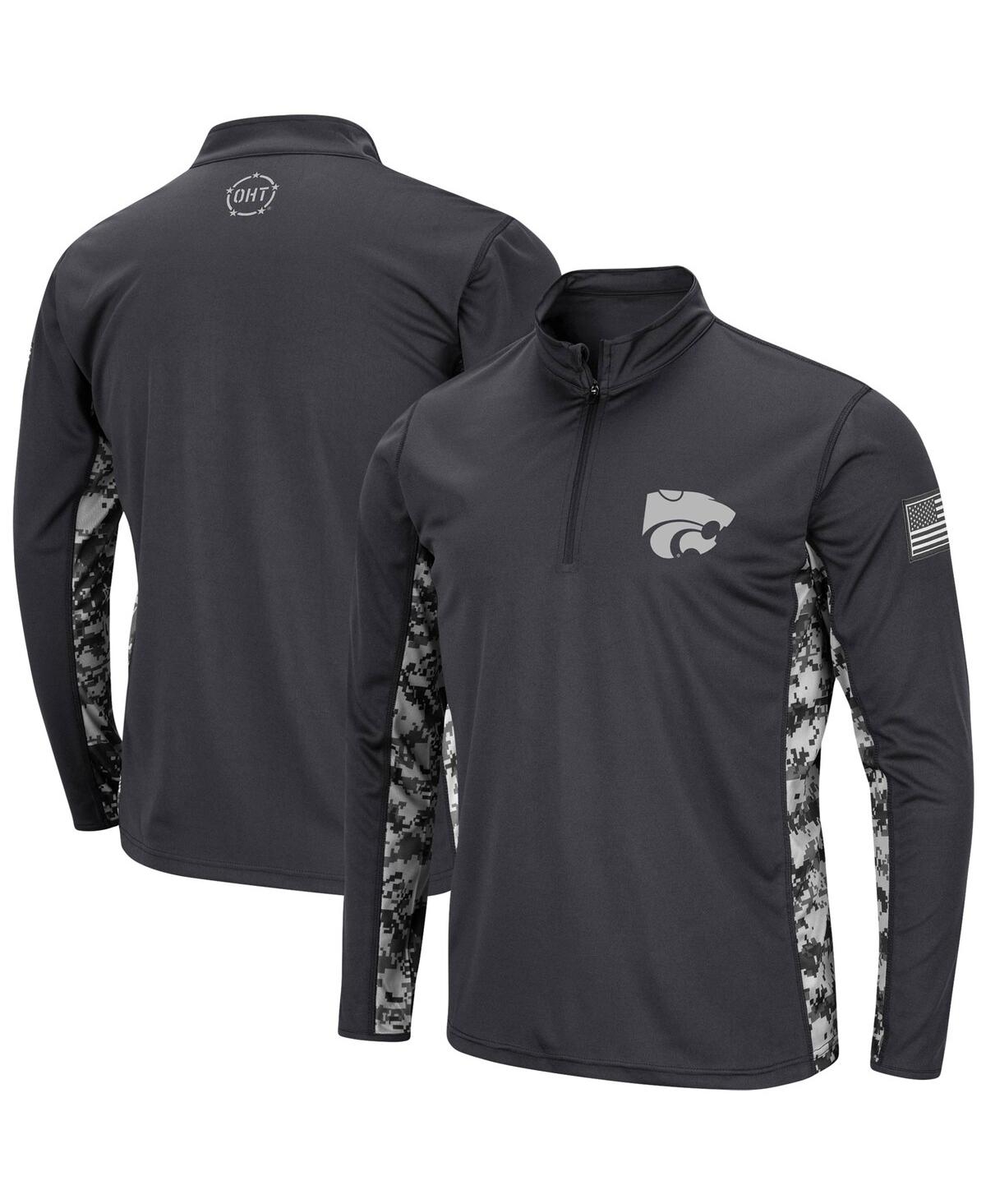 Men'sKansas State Wildcats Oht Military-Inspired Appreciation Digi Camo Quarter-Zip Jacket - Charcoal