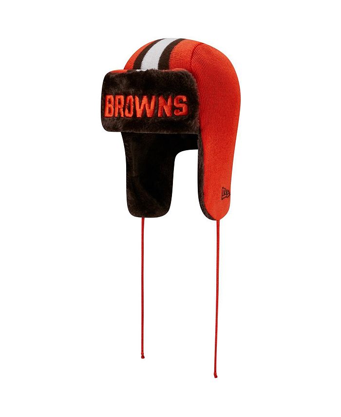 New Era Men's Orange Cleveland Browns Helmet Head Trapper Knit Hat - Macy's