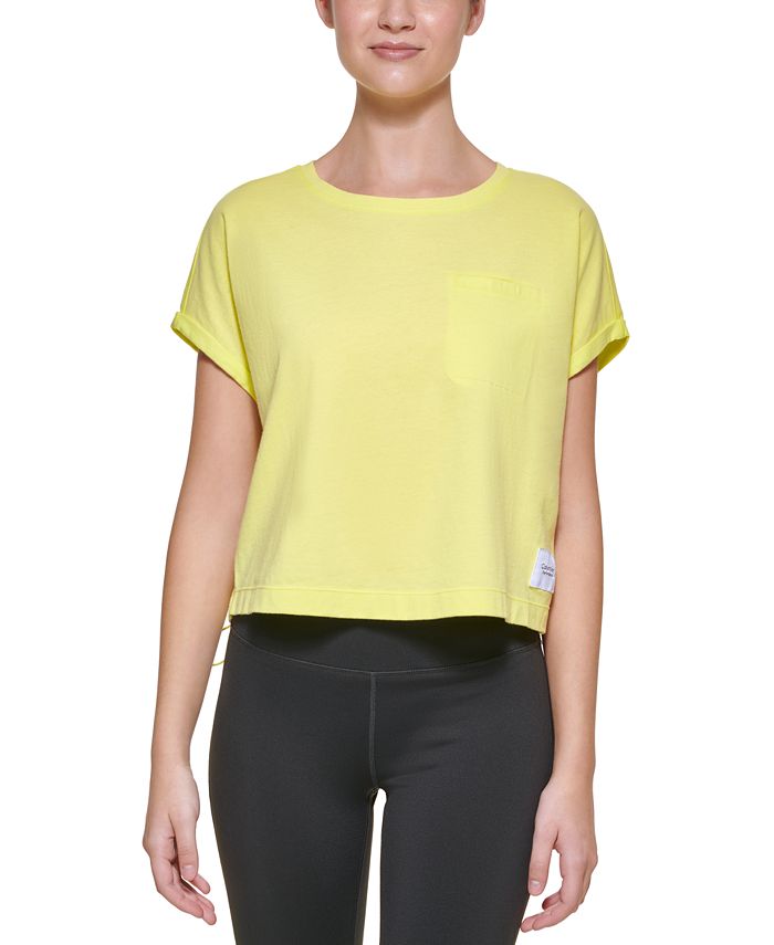 Calvin Klein Bungee-Hem Pocket Cotton T-Shirt - Macy's