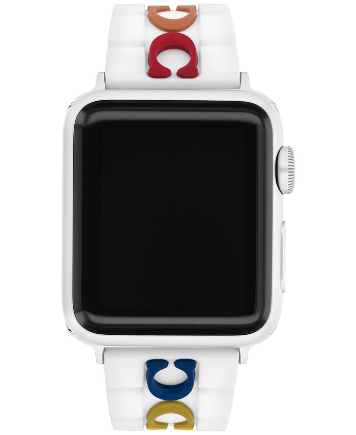 White Multicolor Logo Rubber Apple Watch® Strap 38/40/41mm