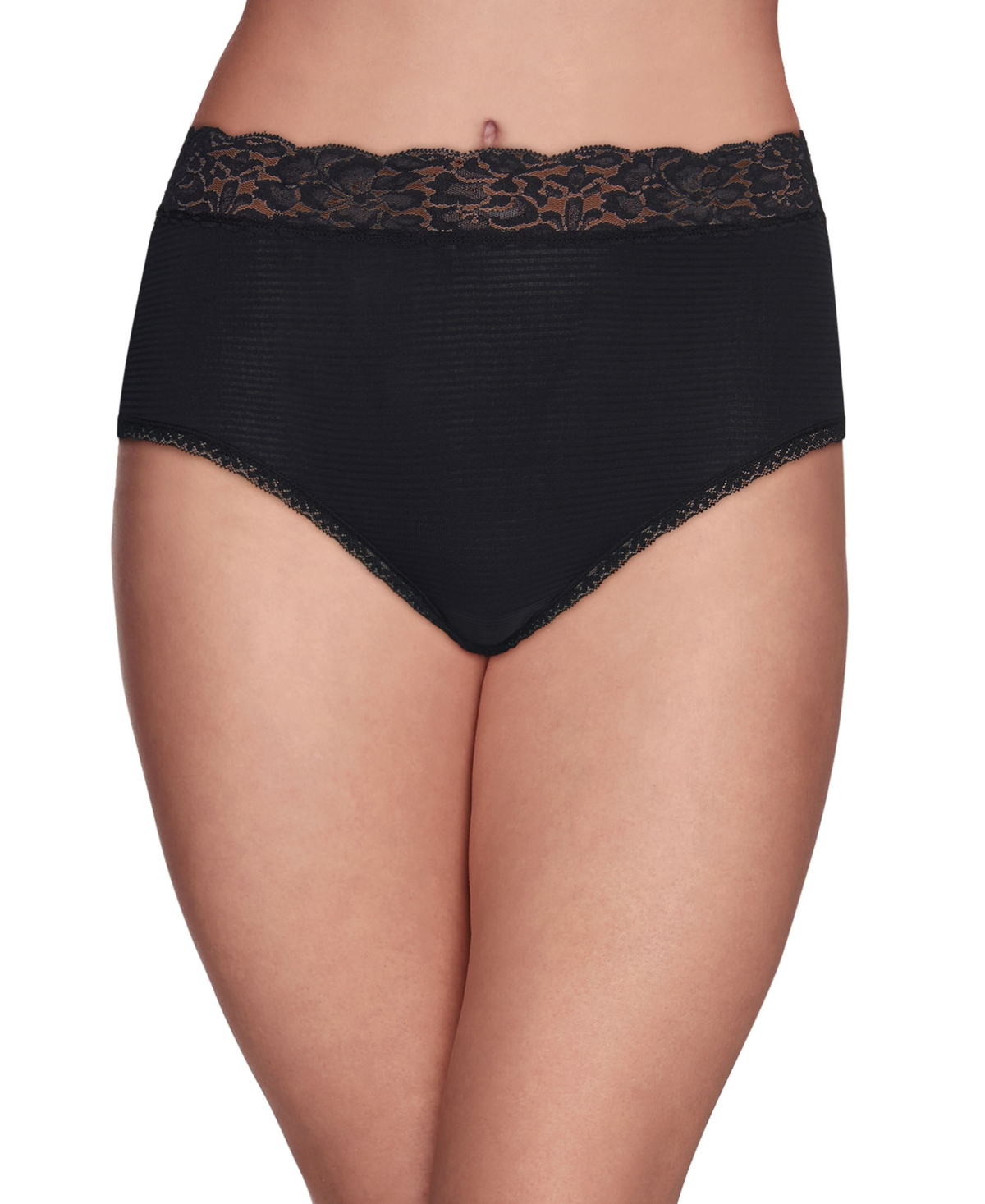 Flattering Lace Stretch Brief Underwear 13281, also available in extended sizes - Midnight Black