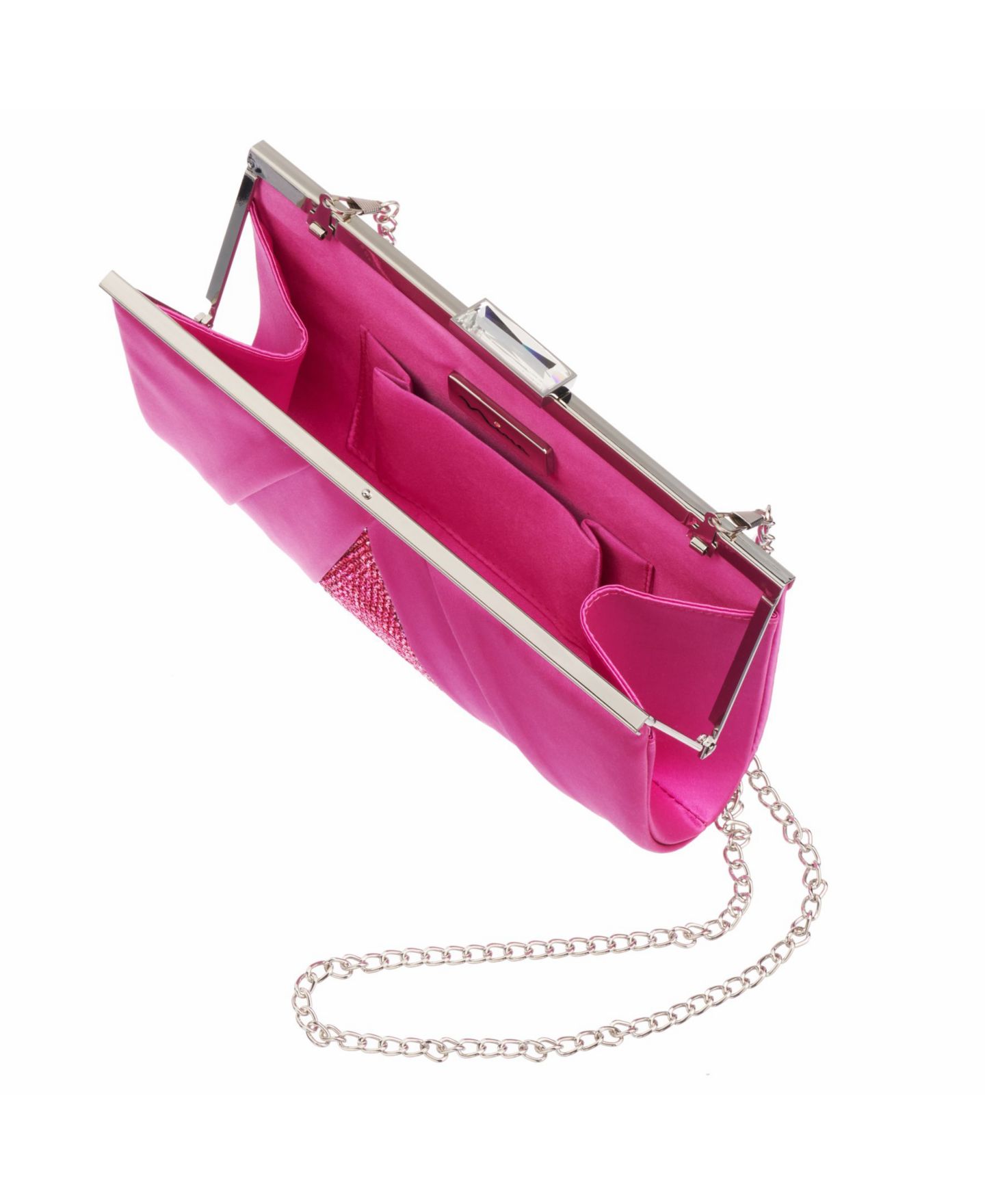 Женский клатч Nina Pleated Stain Crystal Frame Clutch, цвет: Розовый — фото 2