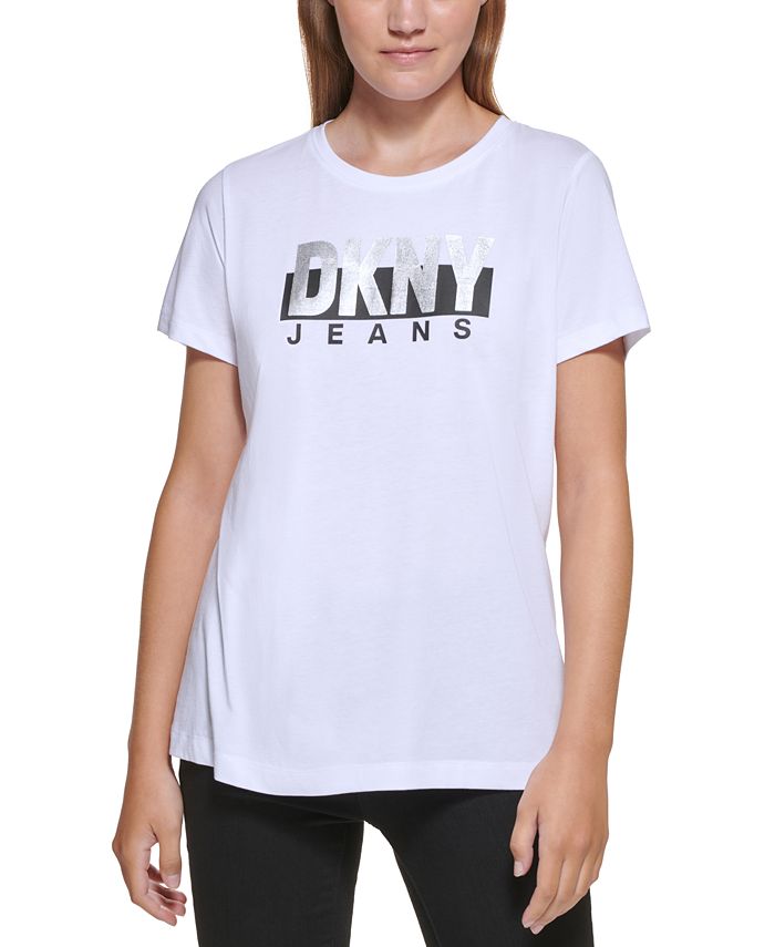 DKNY Jeans Metallic Logo T-Shirt - Macy's