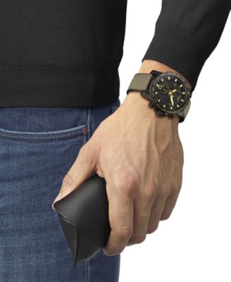 Men's Swiss Chronograph Supersport Beige Textile Strap Watch 40mm