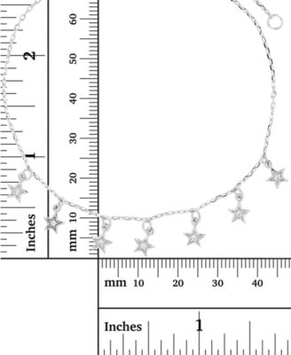 Cubic Zirconia Dangle Star Chain Bracelet in Sterling Silver or 14k Gold-Plated Sterling Silver
