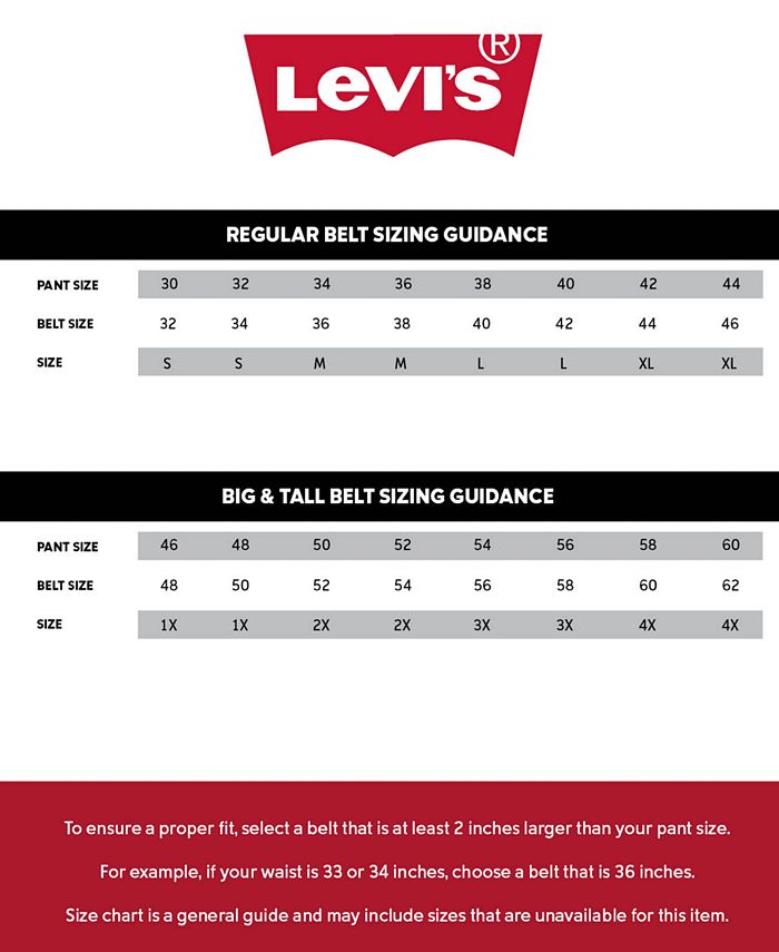Levis mens belt size on sale chart