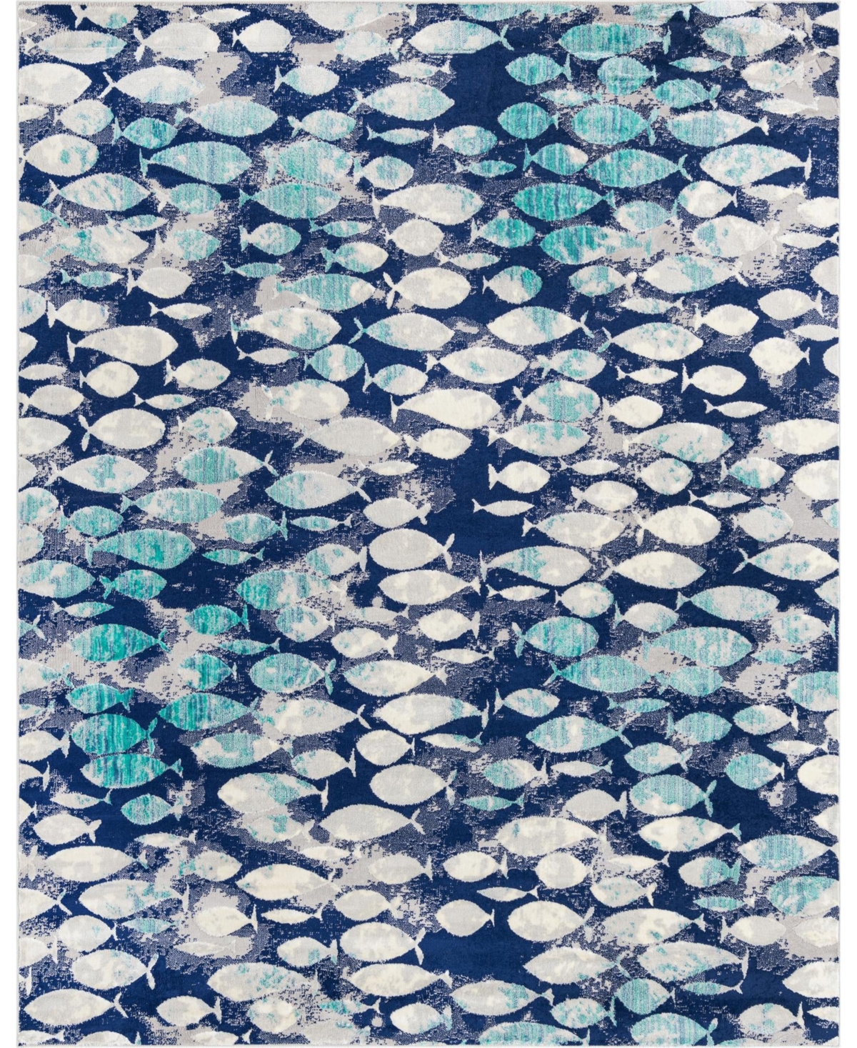 Bayshore Home Closeout!  Beau Fish 7'10" X 10' Area Rug In Blue