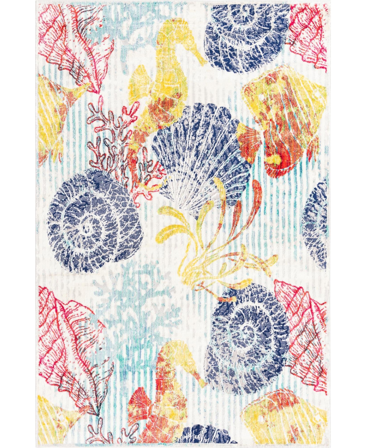 Bayshore Home Beau Seahorse 6' x 9' Area Rug - Multi