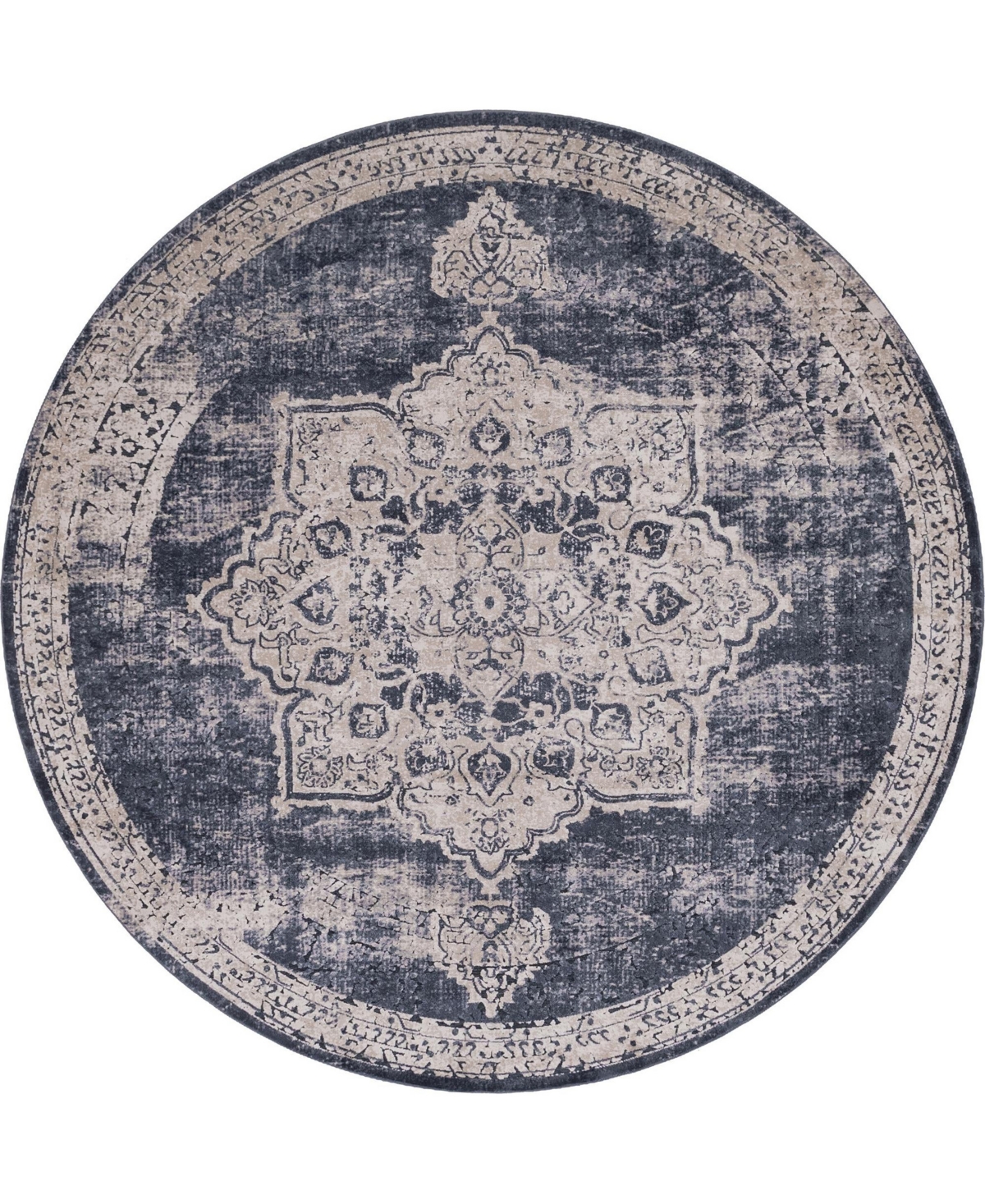 Bayshore Home Odette Ii Roosevelt 8' x 8' Round Area Rug - Navy