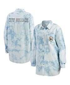 Women's Denim New Orleans Saints Chambray Acid-Washed Long Sleeve Button-Up Shirt