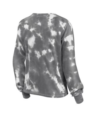 Women's White and Gray Philadelphia Phillies Tie-Dye V-Neck Pullover Cropped Tee