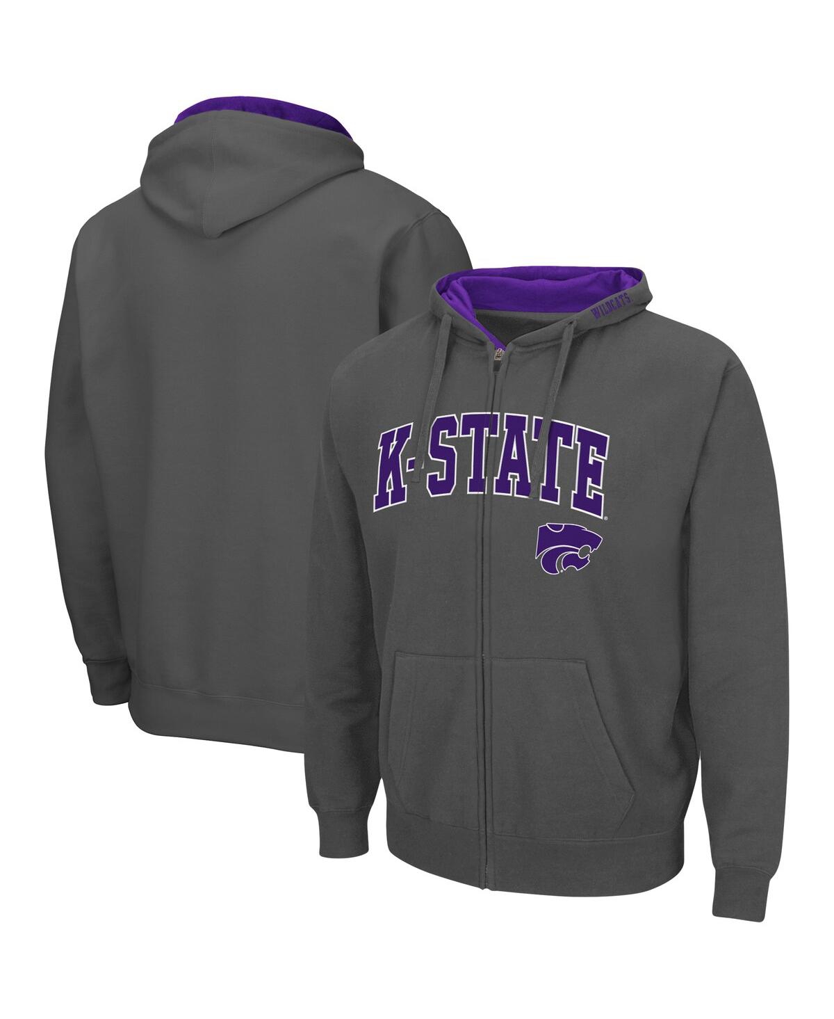 Colosseum Men's Kansas State Wildcats Arch Logo 3.0 Full-zip Hoodie In Charcoal