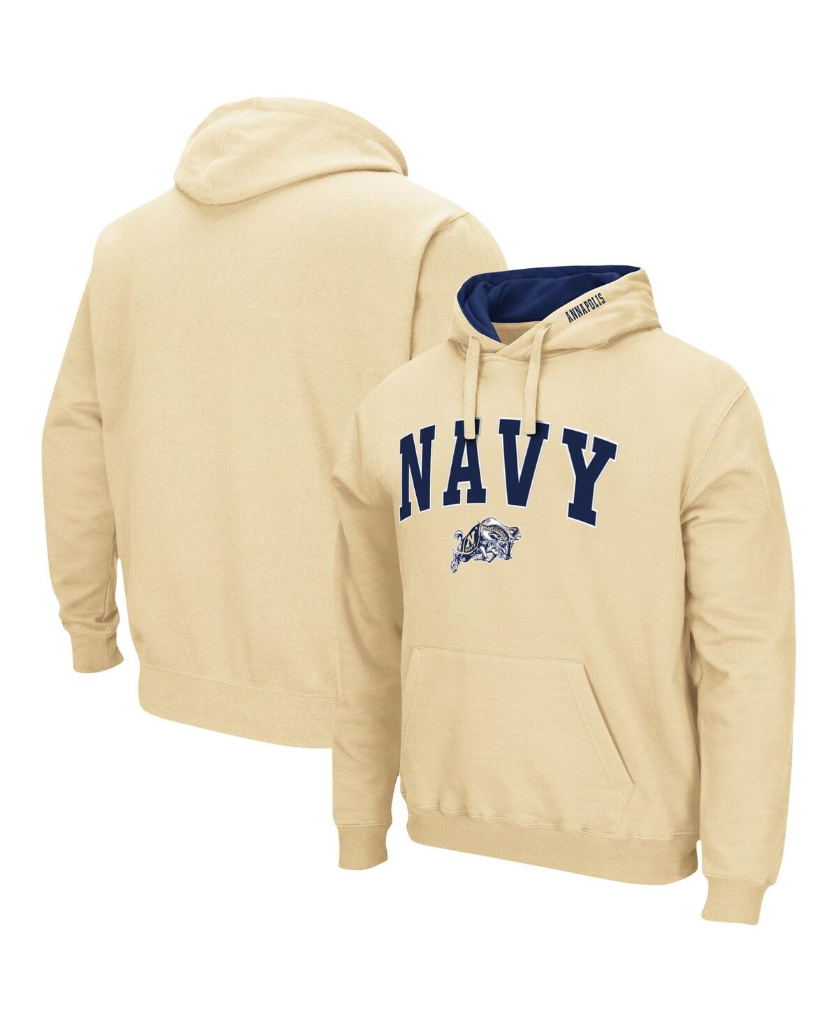 Colosseum Men's  Gold Navy Midshipmen Arch And Logo 3.0 Pullover Hoodie In Gold