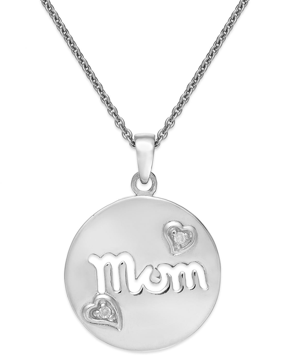 Giani Bernini Cubic Zirconia Mom Heart Disc Pendant Necklace In 18k Gold-plated Sterling Silver, 16" + 2" Extender In Silver