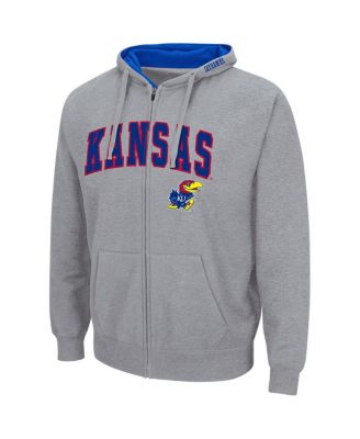Men's Heathered Gray Kansas Jayhawks Arch and Logo 3.0 Full-Zip Hoodie