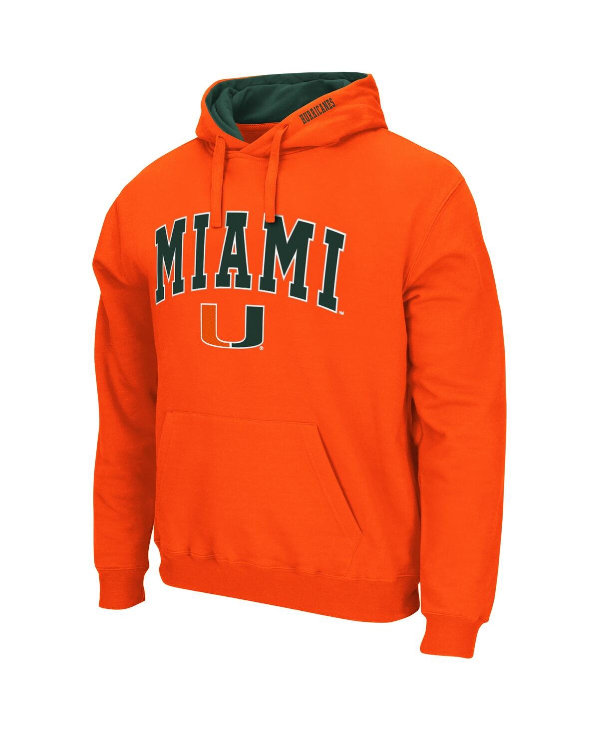 Colosseum Men's  Orange Miami Hurricanes Big And Tall Arch & Logo 2.0 Pullover Hoodie In Orange