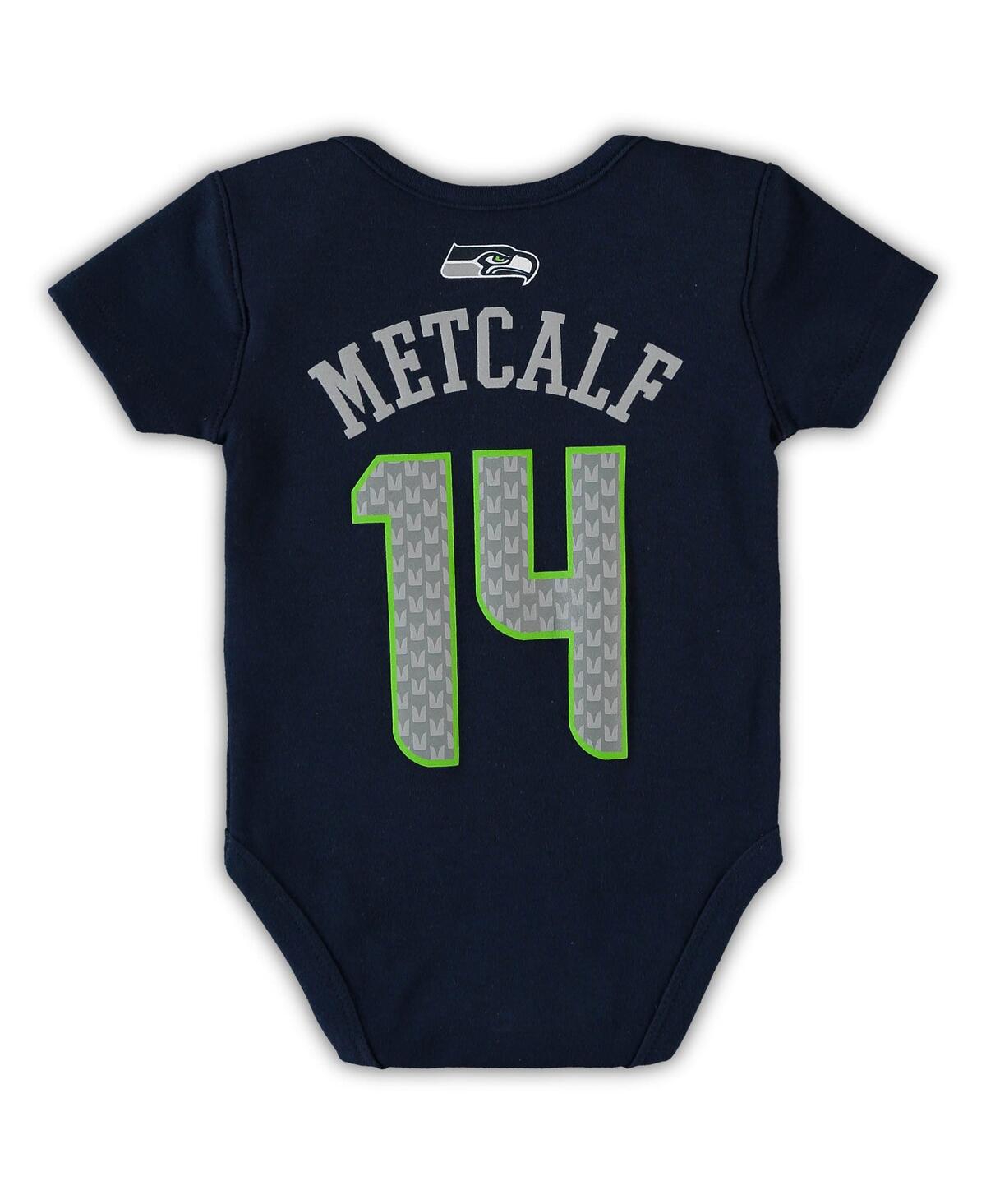 Newborn Infant Boys and Girls Dk Metcalf CollegeSeattle Seahawks Mainliner Player Name Number Bodysuit - Navy