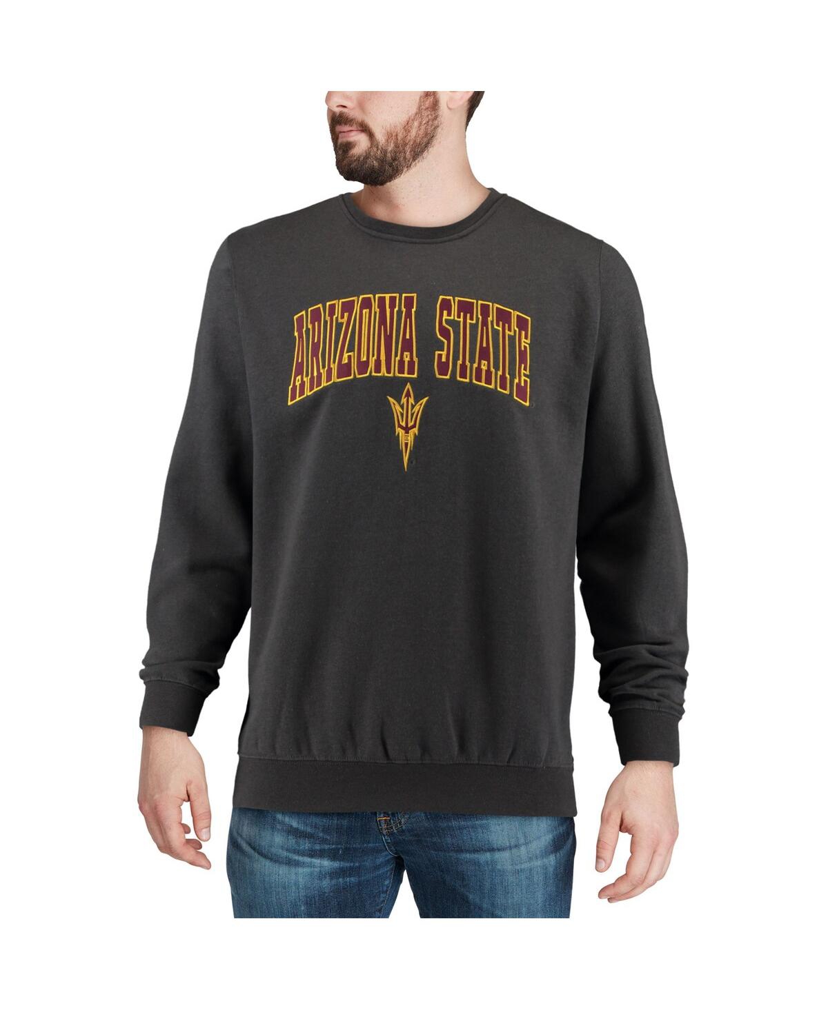 Shop Colosseum Men's  Charcoal Arizona State Sun Devils Arch And Logo Crew Neck Sweatshirt