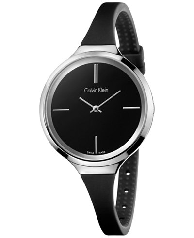 Calvin Klein Women's Swiss Black Silicone Strap Watch 34mm K4U231B1