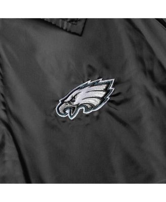 Men's Black Philadelphia Eagles Coaches Classic Raglan Full-Snap Windbreaker Jacket
