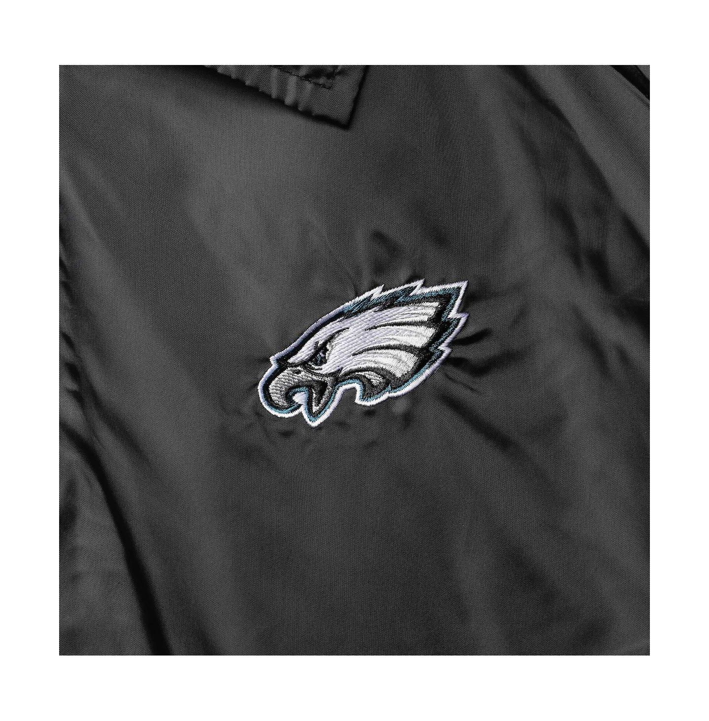 Мужская куртка Dunbrooke Black Philadelphia Eagles Coaches Classic Raglan Full-Snap Windbreaker — фото 8