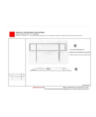 Iron Console Table with Glass Top and Wooden Shelf