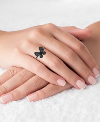 Black Spinel Butterfly Ring (7/8 ct. t.w.) in Black Rhodium-Plated Sterling Silver