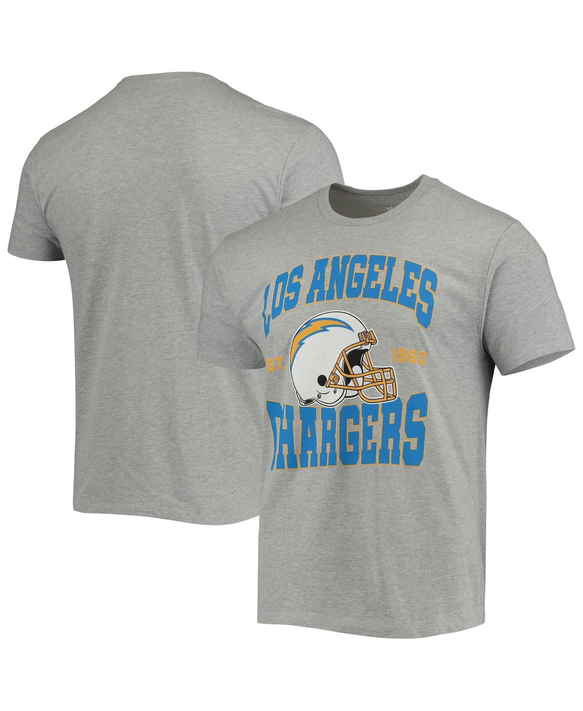 Men's Heathered Gray Los Angeles Chargers Helmet T-shirt - Heathered Gray