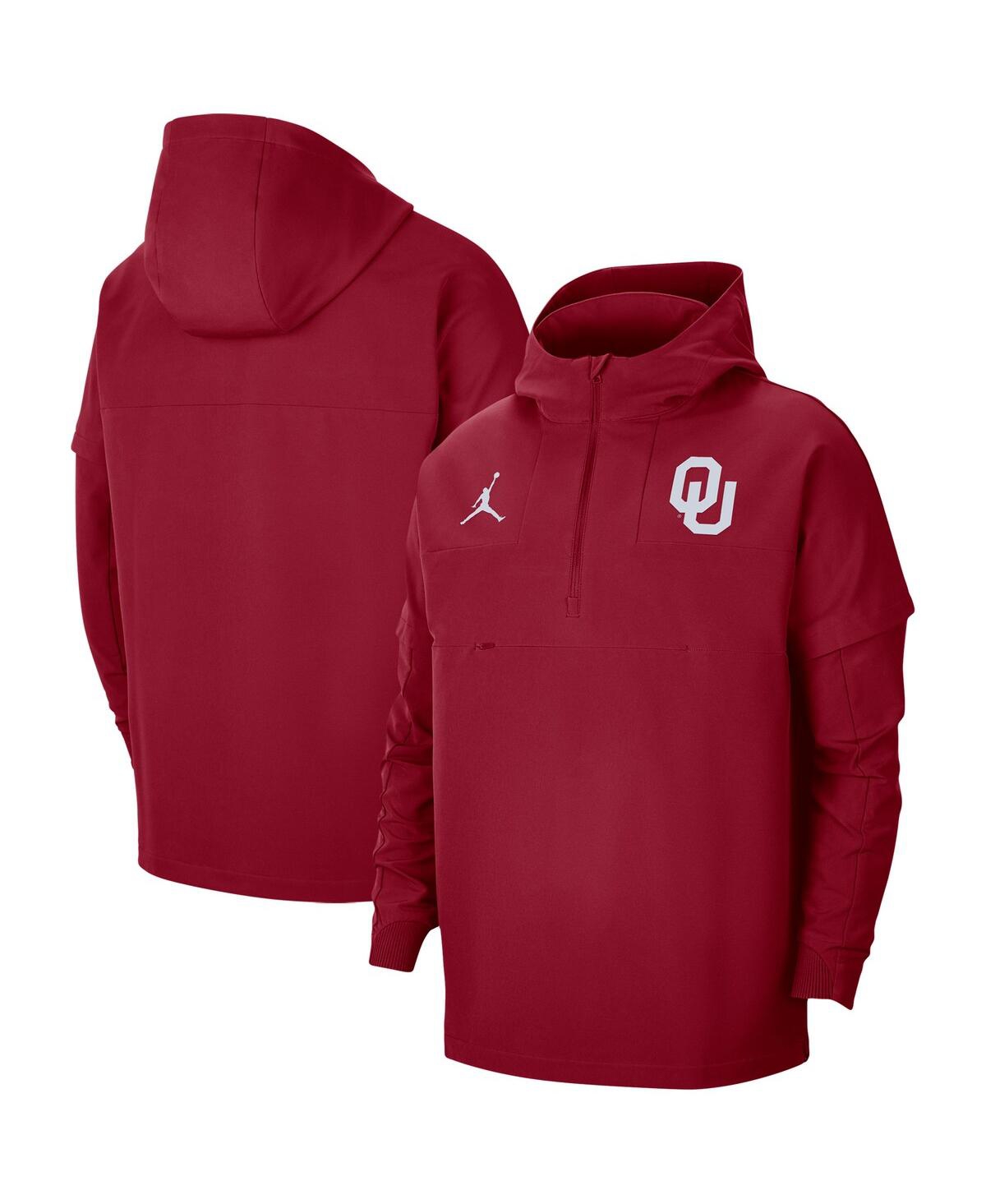 Jordan Men's Crimson Oklahoma Sooners Pregame Half-zip Hoodie In Crimson
