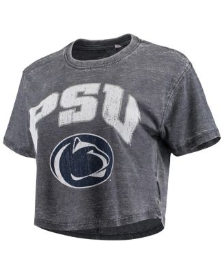 Women's Navy Penn State Nittany Lions Edith Vintage-Like Burnout Crop T-shirt